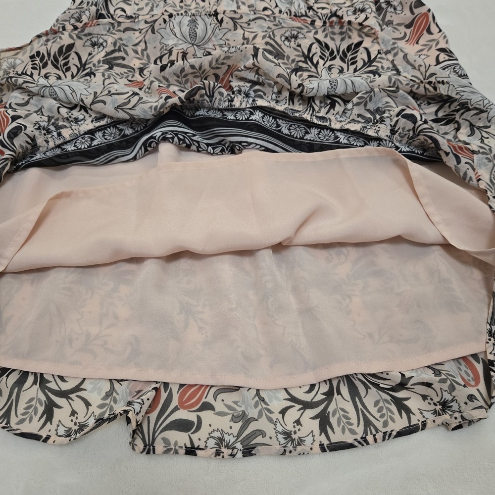 Loft Outlet Skirt Womens Med Petite Peach Floral Coastal Cowgirl Chiffon Ruffle - Picture 6 of 8